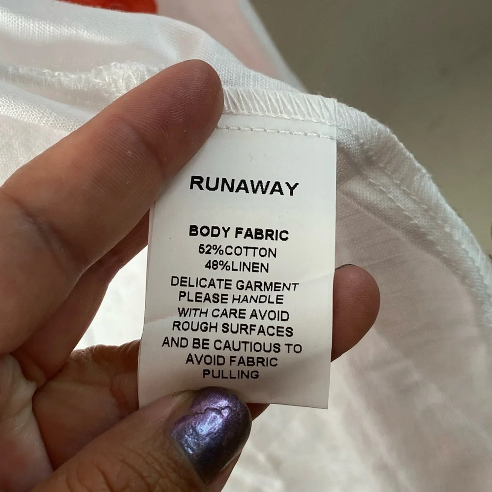 Runaway The Label Harry White Melon Linen Scalloped Co-ord Shorts Set XL